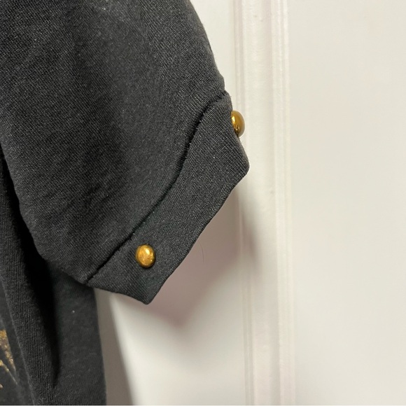 Black ✨ Vintage P.G.B. Rhinestone Art Tee – 90s Designer Celestial Sun Shirt ✨XL - Picture 4 of 10